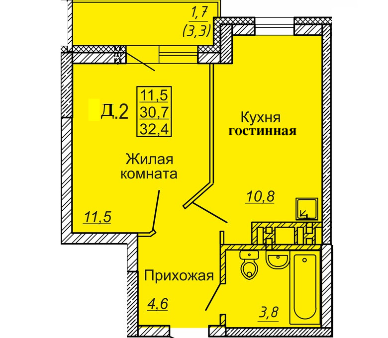 1-комнатная квартира,  Бородина ул. 56
